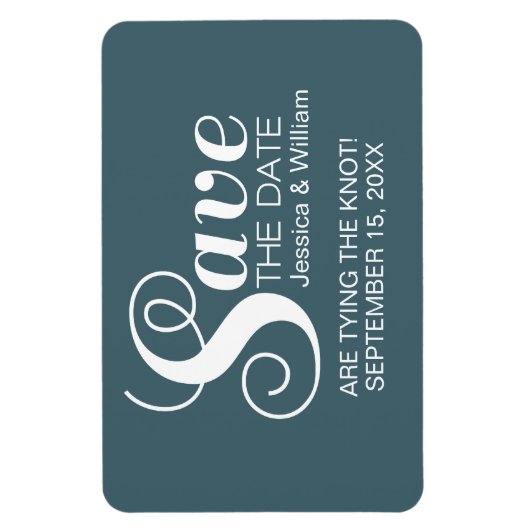 Blue Chic Typography Save the Date Magnet Magneet (Verticaal)