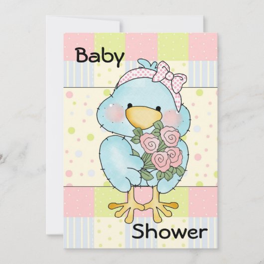 Blue Chick Custom Baby shower Invitation Kaart (Voorkant)