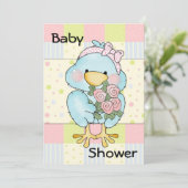 Blue Chick Custom Baby shower Invitation Kaart (Staand voorkant)