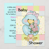 Blue Chick Custom Baby shower Invitation Kaart (Voorkant / Achterkant)
