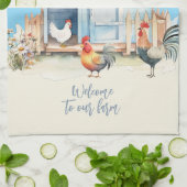 Blue Chicken Coop Farmhouse Dish Handdoek (Gevouwen)