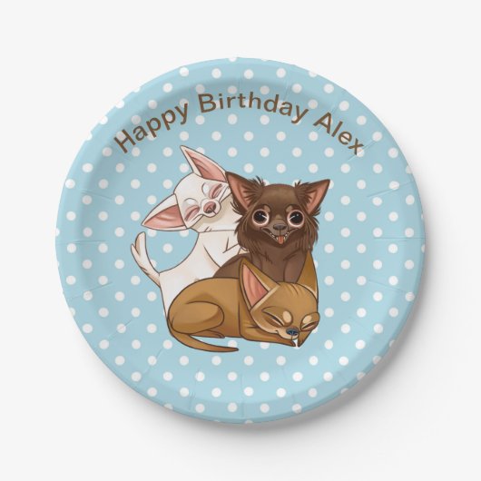 Blue Chihuahua Paper Borden Papieren Bordje (Voorkant)