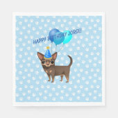 Blue Chihuahua Paper Party Napkins Servet (Voorkant)