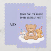 Blue Childish Birthday Invitation Card – Fun Kid Feestdagenkaart (Voorkant / Achterkant)