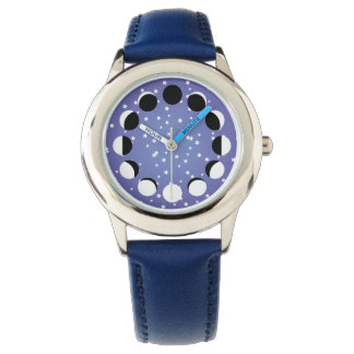 Blue Children's Moon Phase Astronomy Watch Horloge