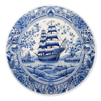 Blue China geïnspireerde nautische schip knop