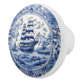 Blue China geïnspireerde nautische schip knop (Rechts)