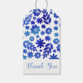 Blue China Hand Drawn Floral Pattern Cadeaulabel (Voorkant)