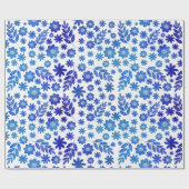 Blue China Hand Drawn Floral Pattern Cadeaupapier (Vlak)