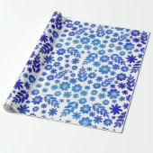 Blue China Hand Drawn Floral Pattern Cadeaupapier (Uitgerold)