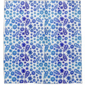 Blue China Hand Drawn Floral Pattern Douchegordijn (Voorkant)
