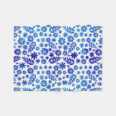 Blue China Hand Drawn Floral Pattern Fleece Deken (Voorkant (Horizontaal))