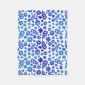 Blue China Hand Drawn Floral Pattern Fleece Deken (Voorkant)