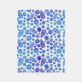 Blue China Hand Drawn Floral Pattern Fleece Deken