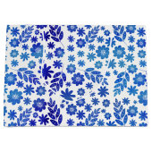 Blue China Hand Drawn Floral Pattern Groot Cadeauzakje (Voorkant)
