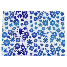 Blue China Hand Drawn Floral Pattern Groot Cadeauzakje