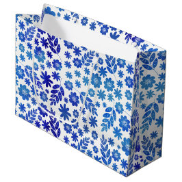Blue China Hand Drawn Floral Pattern Groot Cadeauzakje