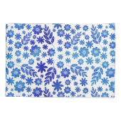 Blue China Hand Drawn Floral Pattern Kussensloop (Achterkant-Links)