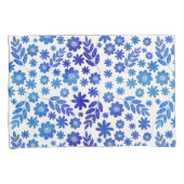 Blue China Hand Drawn Floral Pattern Kussensloop (Voorkant-Rechts)