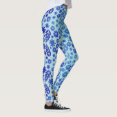 Blue China Hand Drawn Floral Pattern Leggings (Rechts)