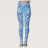 Blue China Hand Drawn Floral Pattern Leggings (Voorkant)