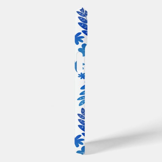 Blue China Hand Drawn Floral Pattern & Monogram Case-Mate iPhone Case (Achterkant / Rechts)