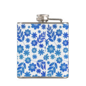 Blue China Hand Drawn Floral Pattern & Monogram Heupfles (Achterkant)