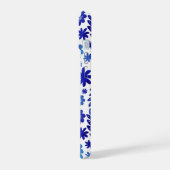 Blue China Hand Drawn Floral Pattern & Monogram iPhone 15 Case (Linkerkant)