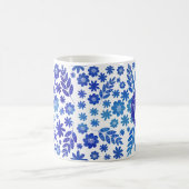 Blue China Hand Drawn Floral Pattern & Monogram Koffiemok (Center)