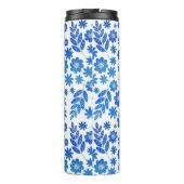 Blue China Hand Drawn Floral Pattern & Monogram Thermosbeker (Achterkant)