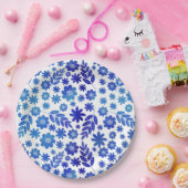 Blue China Hand Drawn Floral Pattern Papieren Bordje (Feest)