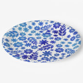 Blue China Hand Drawn Floral Pattern Papieren Bordje (Gekanteld)