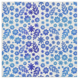 Blue China Hand Drawn Floral Pattern Stof