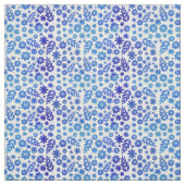 Blue China Hand Drawn Floral Pattern Stof (Swatch)