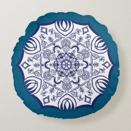 Blue China Mandela Rond Kussen
