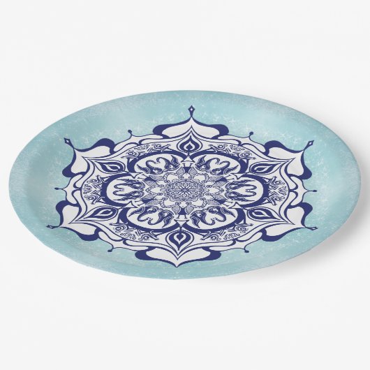 Blue China Style with creatures Papieren Bordje (Gekanteld)