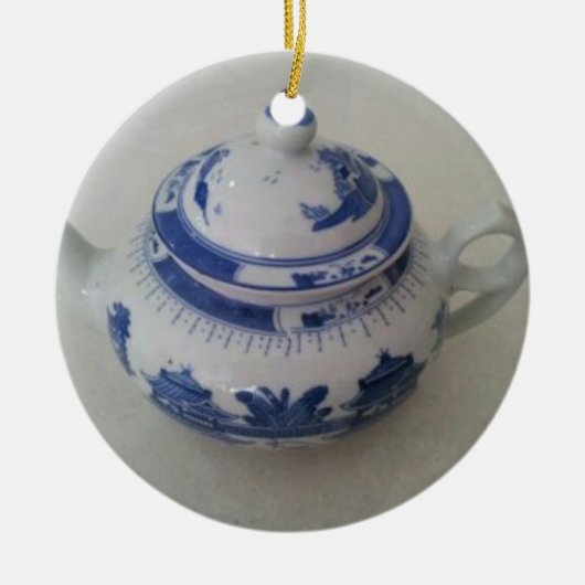 Blue China Teapot Keramisch Ornament (Voorkant)