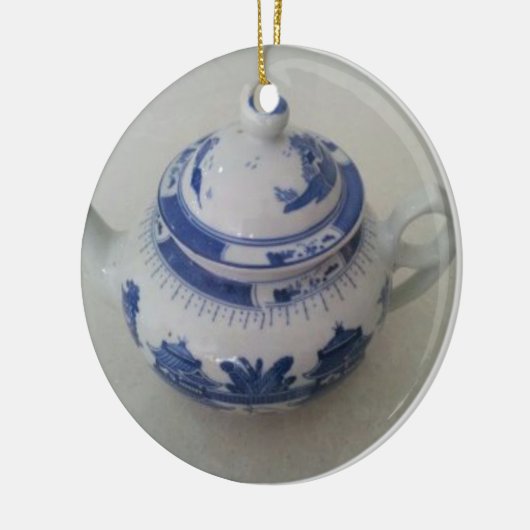 Blue China Teapot Keramisch Ornament (Links)