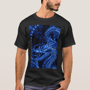 Blue Chinese Dragon Art Graphic T-shirt