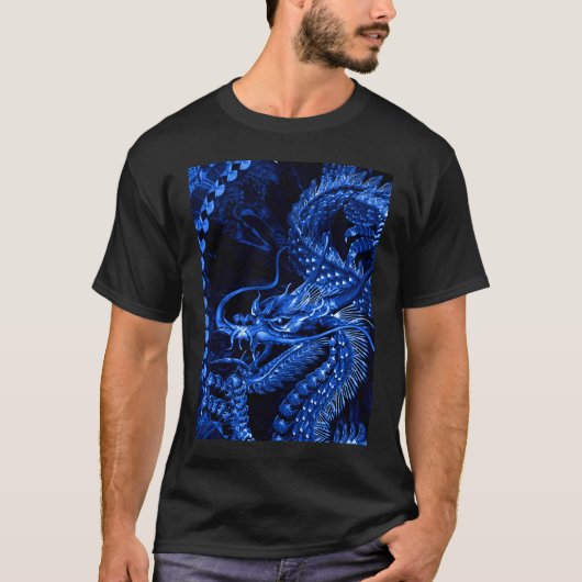 Blue Chinese Dragon Art Graphic T-shirt (Voorkant)