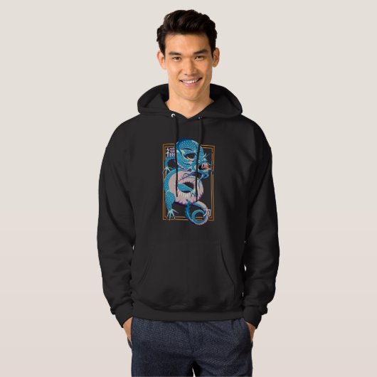 Blue Chinese Dragon Hoodie (Voorkant volledig)