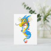 Blue Chinese Dragon Unique Briefkaart (Staand voorkant)
