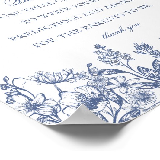 Blue Chinoiserie Advies voor Baby shower Game Poster (Hoek)
