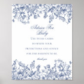 Blue Chinoiserie Advies voor Baby shower Game Poster (Voorkant)