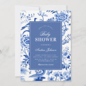 Blue Chinoiserie Aziatische  Baby shower Kaart (Voorkant)