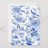 Blue Chinoiserie Aziatische  Baby shower Kaart (Achterkant)