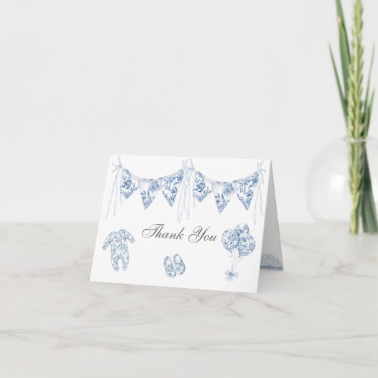 Blue  Chinoiserie-Baby bedankkaart (Voorkant)
