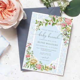 Blue Chinoiserie Baby Brunch Invitation - Trianon Kaart