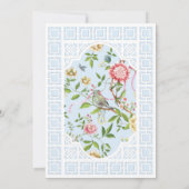 Blue Chinoiserie Baby Brunch Invitation - Trianon Kaart (Achterkant)