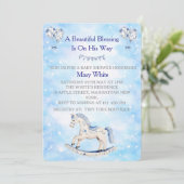 Blue Chinoiserie Baby Shower Invitation Kaart (Staand voorkant)